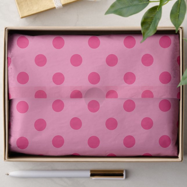 Hot Pink On Pink Polka Dots Pattern Design Tissue Paper (Creator Uploaded)