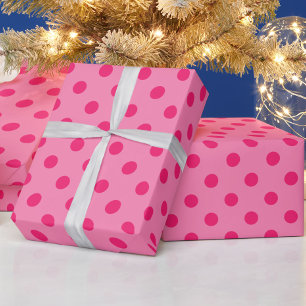 Hot Pink On Pink Polka Dots Pattern Design Wrapping Paper