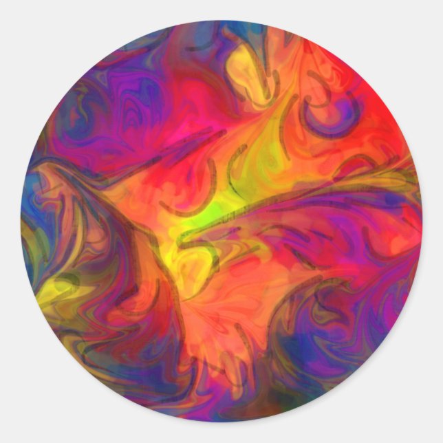 Hot Pink Orange and Blue Design Classic Round Sticker (Front)