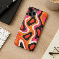 Hot Pink Orange Black Amorphous Shapes Art Pattern