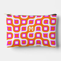 Hot Pink Orange Black White Midcentury Art Pattern