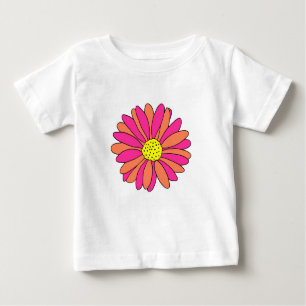 Hot Pink Orange Daisy   Baby T-Shirt