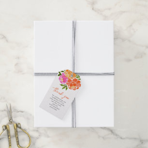 Hot Pink Orange Foral Watercolor Thank You  Gift Tags