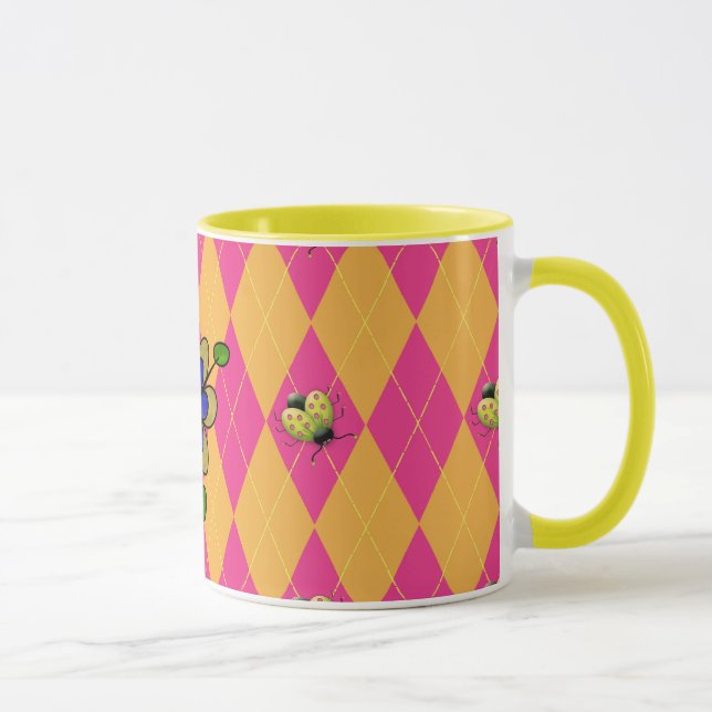 Hot Pink & Orange Ladybug Mug (Right)