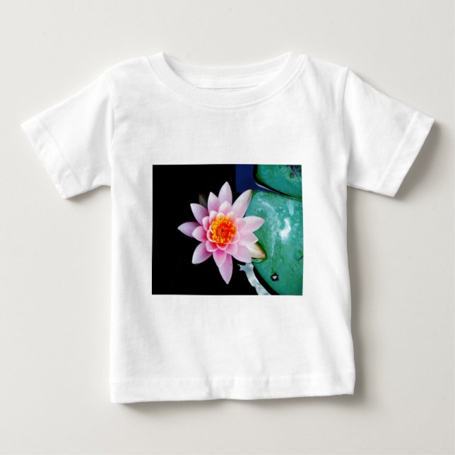 Hot Pink & orange lotus water lily flower Baby T-Shirt (Front)