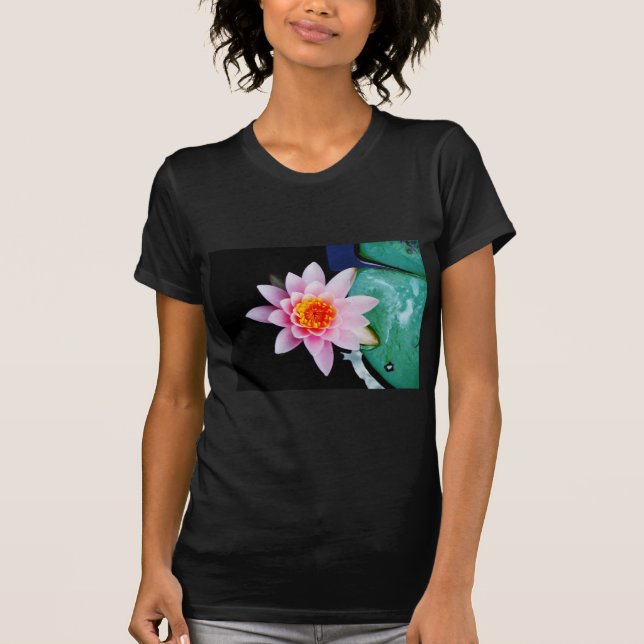 Hot Pink & orange lotus water lily flower T-Shirt (Front)