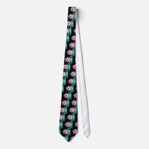 Hot Pink & orange lotus water lily flower Tie