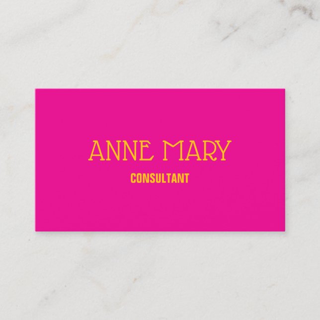 Hot Pink Orange Modern Professtional Trendy Girly Business Card (Front)