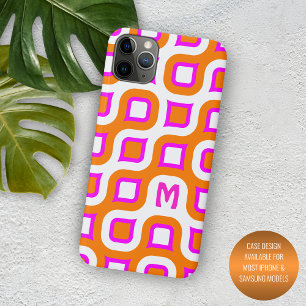 Hot Pink Orange White Midcentury Art Pattern Case-Mate iPhone Case