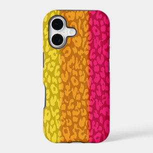 Hot Pink Orange Yellow Retro Leopard Print