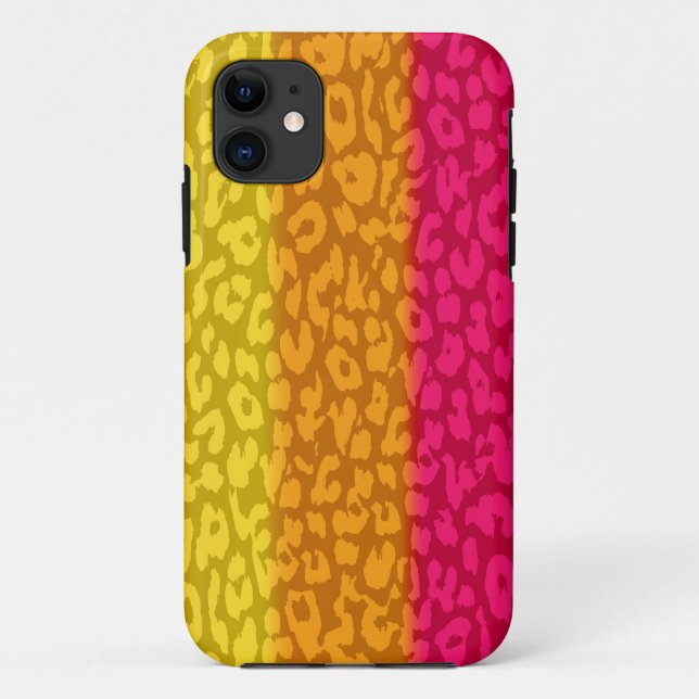 Hot Pink Orange Yellow Retro Leopard Print Case-Mate iPhone Case (Back)
