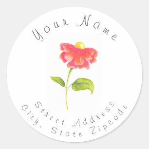'Hot Pink Orange Zinnia' Address Label