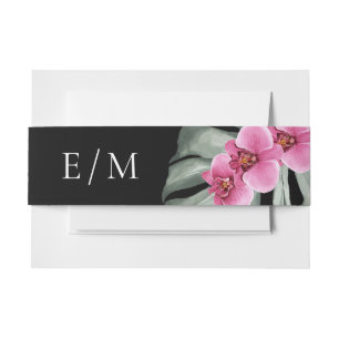 Hot Pink Orchids Elegant Tropical Wedding Invitation Belly Band