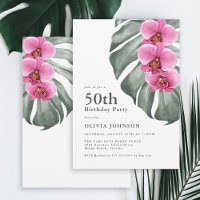 Hot Pink Orchids Tropical 50th Birthday Party
