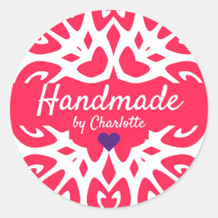 Hot Pink Ornament Handmade by Signature Red Heart Classic Round Sticker