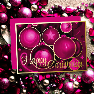 Hot Pink Ornaments Happy Christmas