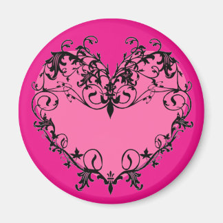 Hot Pink Ornate Heart - Magnet