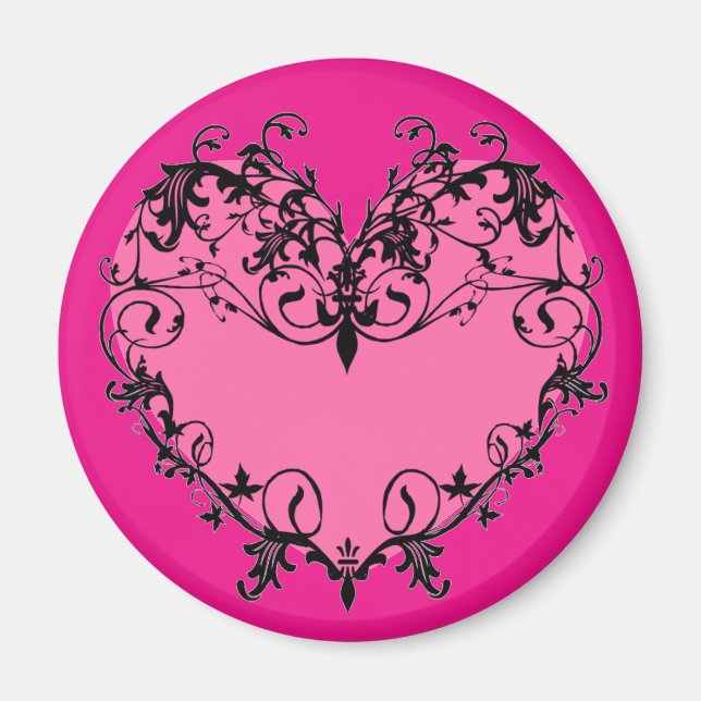 Hot Pink Ornate Heart - Magnet (Front)