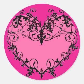 Hot Pink Ornate Heart - Sticker
