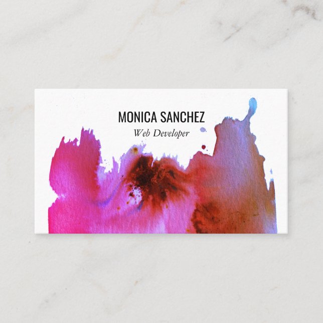 Hot pink painting abstract business card design (Front)