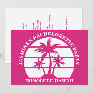 Hot Pink Palm Tree Custom Bachelorette Party Invitation