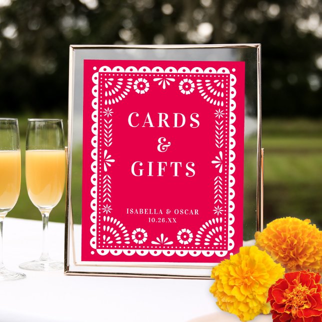 Hot Pink Papel Picado Wedding Reception Sign (Creator Uploaded)