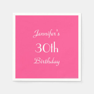 Hot Pink Paper Napkins, 30th Birthday Party Napkin
