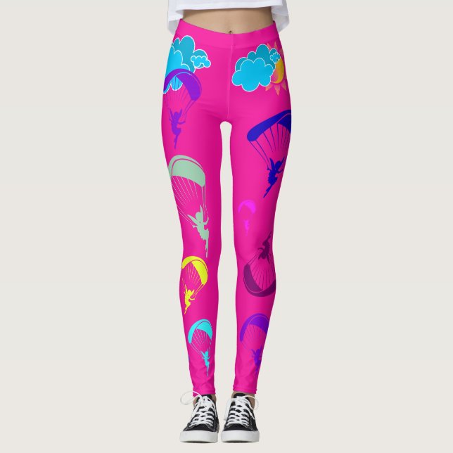 Hot Pink Paragliding Pixie sunshine Leggings (Front)