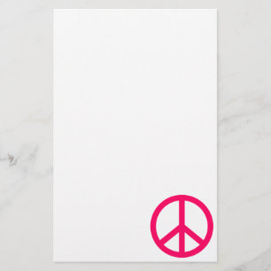 Hot Pink Peace & Ribbon Stationery
