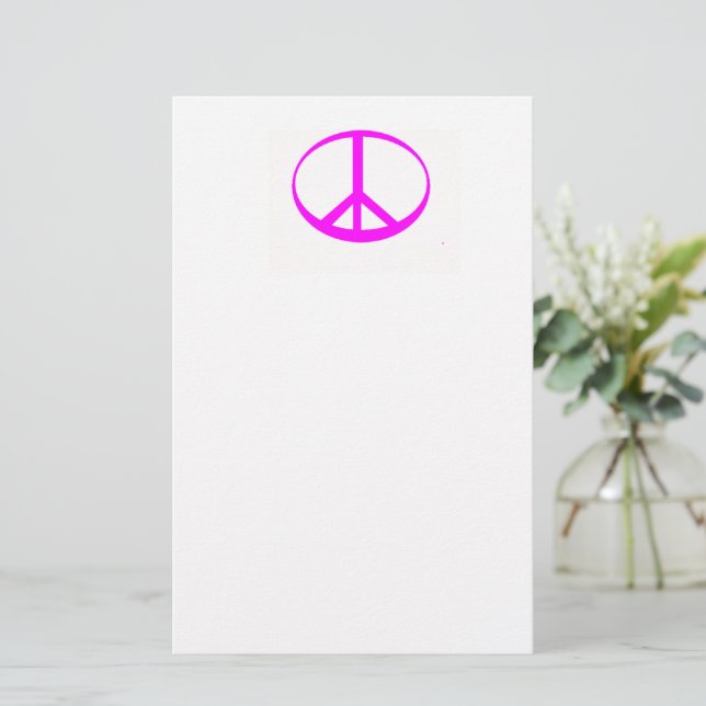 Hot Pink Peace Sign Stationery (Standing Front)