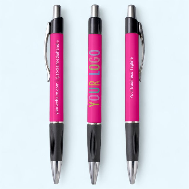 Hot Pink Pens Business Logo Printed Promotional (MISOOK Hot Pink Pens with Logo)