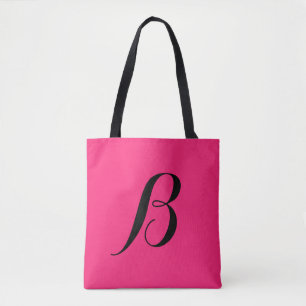 Hot Pink Personalised Initial Tote Bag