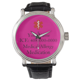 Hot Pink Personalised Medical ID Watch