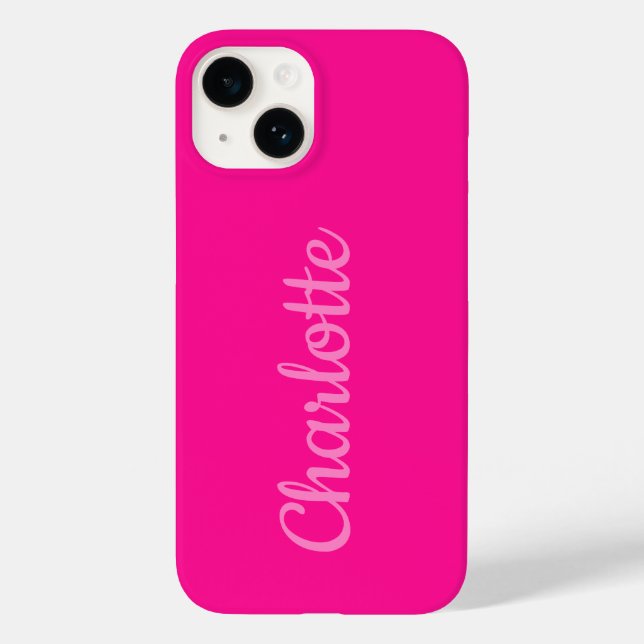 Hot Pink Personalised Modern Case-Mate iPhone Case (Back)