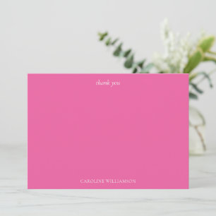 Hot Pink Personalised Name Elegant Stationery Thank You Card