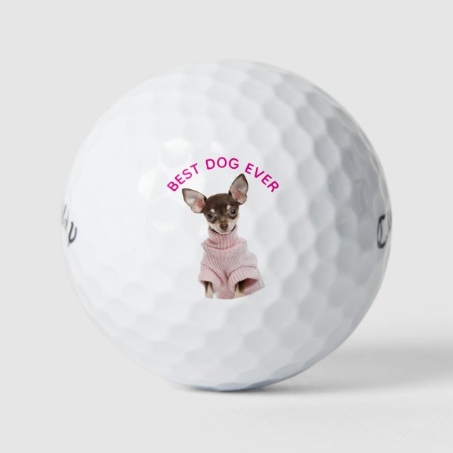 Hot Pink Personalised Round Family Pet Photo Golf Balls (Front)