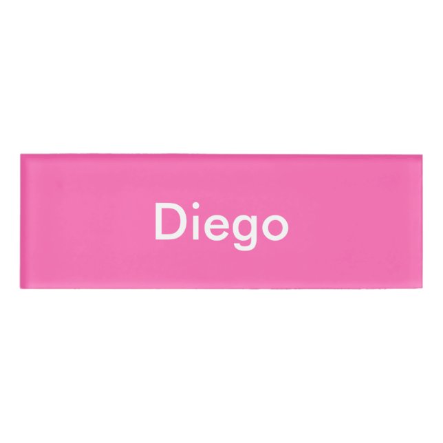 Hot Pink Personalised Template Name Tag (Front)