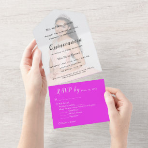 Hot Pink Photo Backdrop RSVP Event Invitation