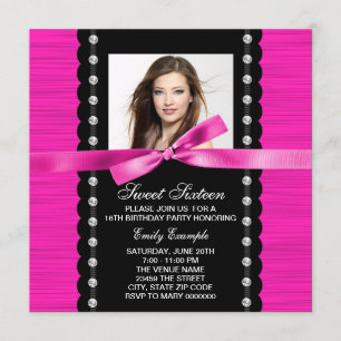 Hot Pink Photo Birthday Party Invitation