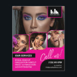 Hot Pink Photo Collage Logo QR Makeup Promotional<br><div class="desc">Double sided flyer for a makeup artist, nail artist, hair stylist or similar profession where you need to showcase your work in a retro photo collage with hot pink borders and hot pink background. Personalise with your logo and on the back an additional photo and your QR code with your...</div>
