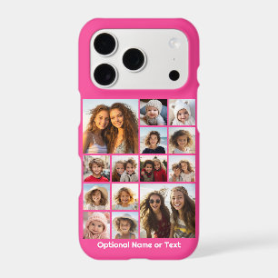Hot Pink Photo Collage - Modern 14 Pic Grid