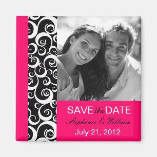 Hot Pink Photo Save The Date Magnet