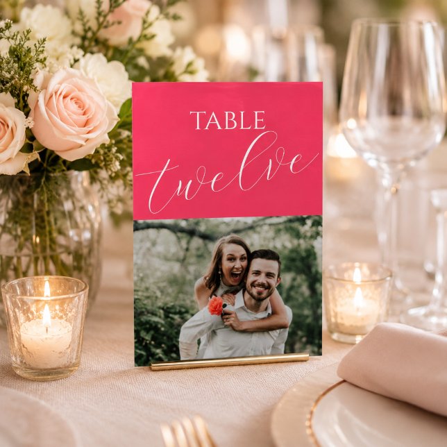 Hot Pink Photo Wedding Table Number (Creator Uploaded)