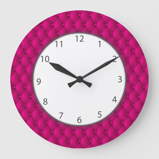 Hot Pink Pillowed Upholstery Numbers Large Clock (Front)
