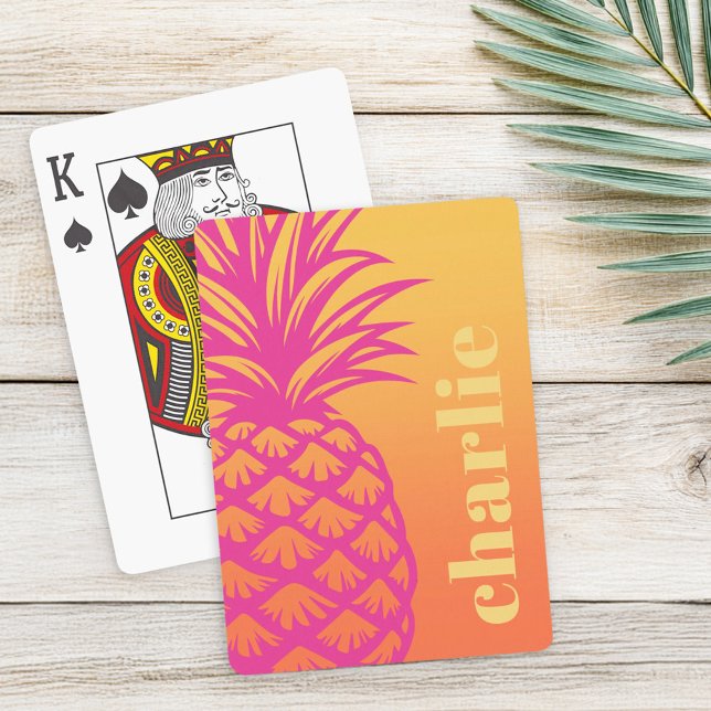 Hot pink pineapple orange yellow gradient retro playing cards (Hot pink pineapple orange yellow gradient retro playing cards)
