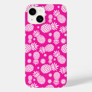 Hot pink pineapples and flower pattern Case-Mate iPhone 14 case