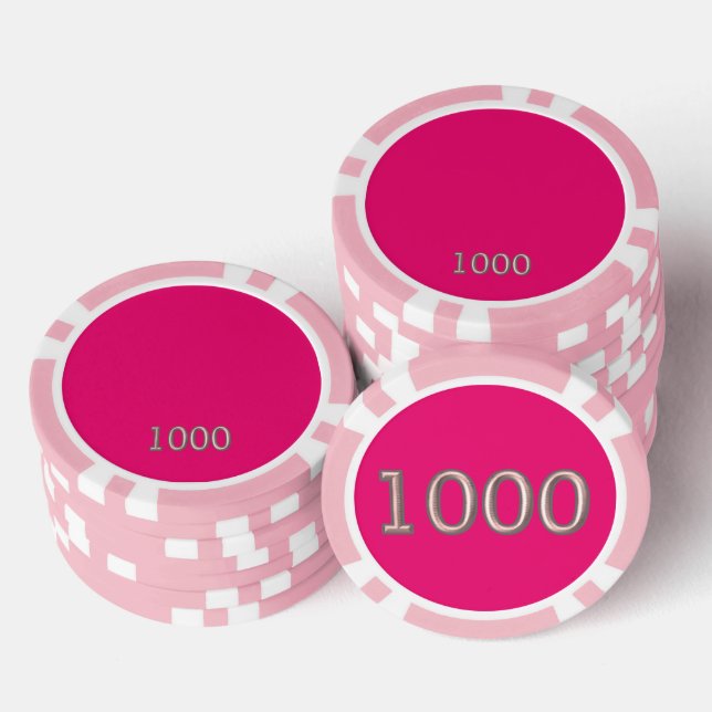Hot Pink pink 1000 striped poker chip (Stack)