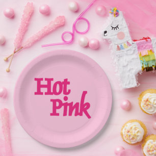 Hot Pink pink large paper plates