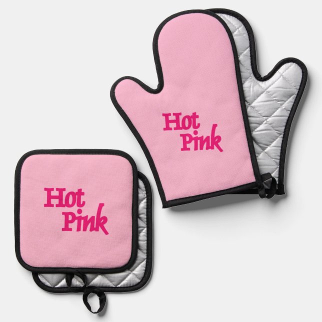 Hot Pink pink oven mitts pot holder sets Oven Mitt & Pot Holder Set (Front/Back)
