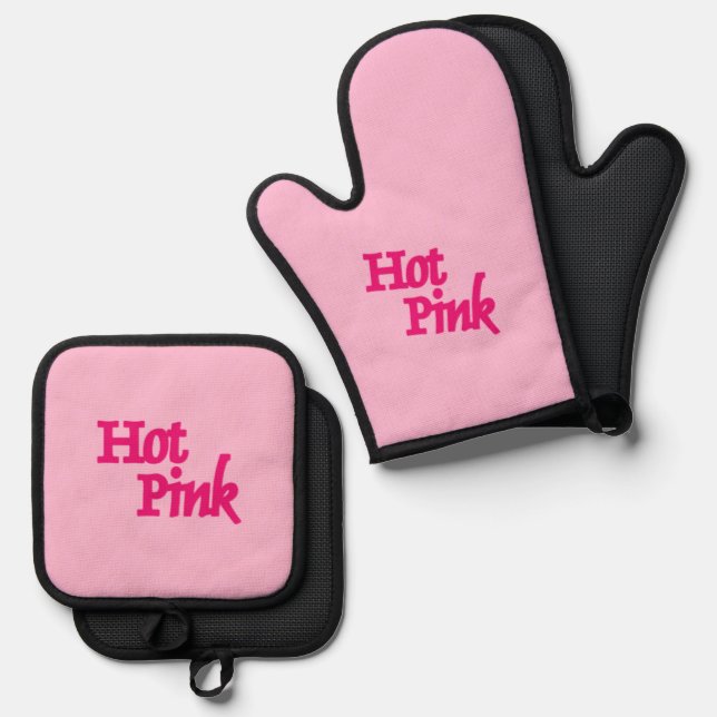 Hot Pink pink silicone oven mitts pot holder sets Oven Mitt & Pot Holder Set (Front/Back)
